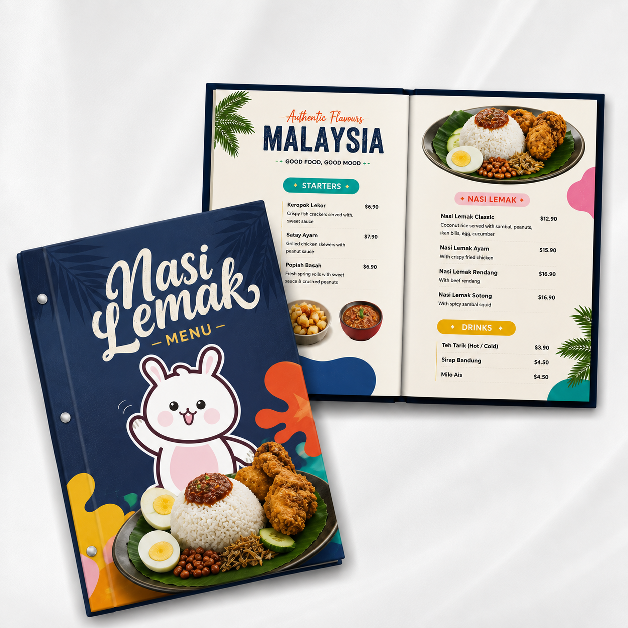 Food Menu - Hard Cover Booklet